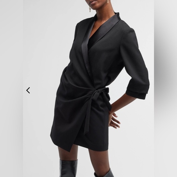 Frame Denim Dresses & Skirts - FRAME Mini Tuxedo Virgin Wool Wrap Dress size XXS